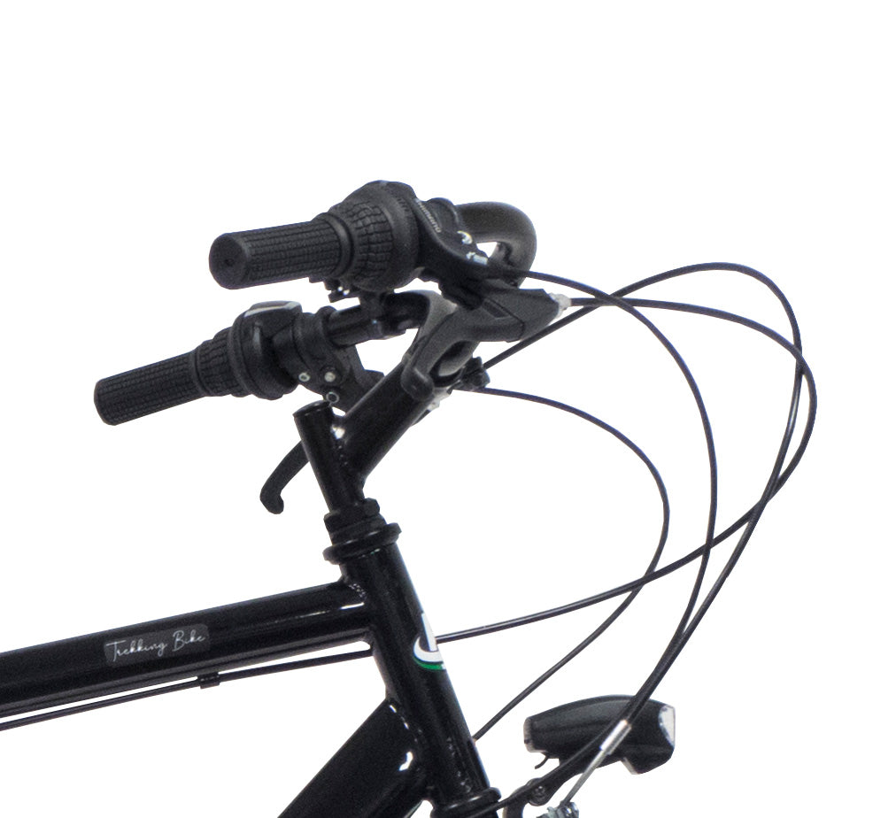 Bicicletă trekking bărbați 28” cadru oțel, 18 viteze, negru