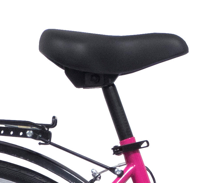 Pink 28-inch women's bicycle by Bottari with 6 gears and rigid fork, designed for comfortable city riding.
