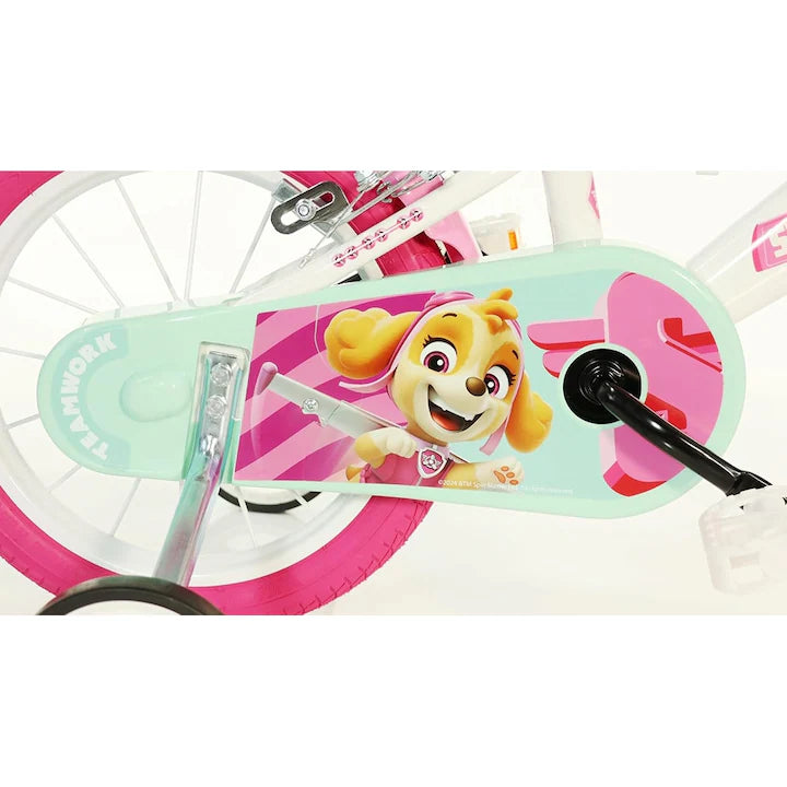 Bicicletă fete 14” Paw Patrol, roți ajutătoare, 3–5 ani