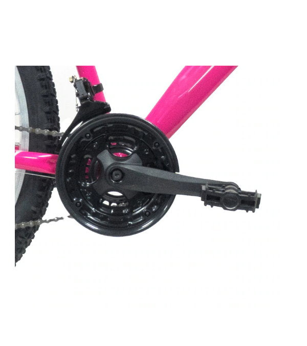 Bicicletă MTB damă 26” cadru oțel, 18 viteze, frâne V-Brake, roz