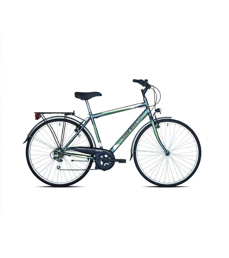 Gri men's 28-inch Bottari bicycle with 6 gears, rigid fork, steel frame, suitable for city riding and outdoor cycling.