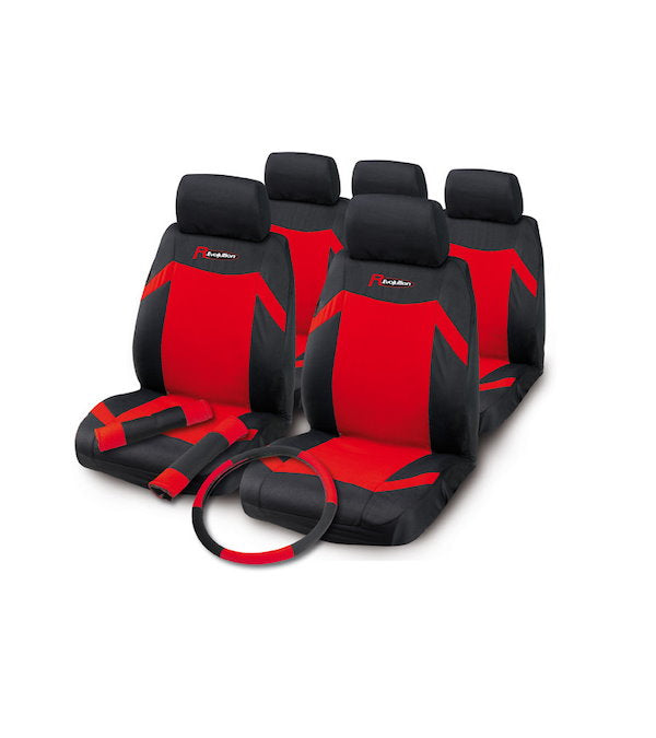 Huse scaune auto negru rosu husa volan, protectie centura