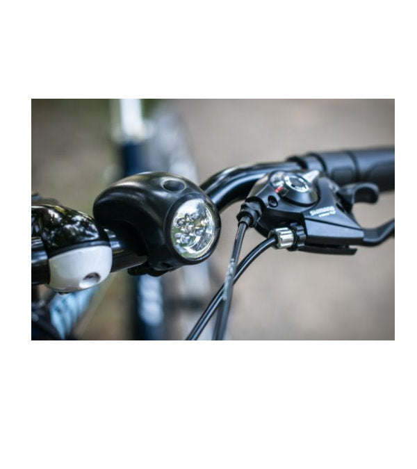 Bottari Cyclop 5 LED bicycle front light mounted on a bike, providing bright illumination for safe riding.