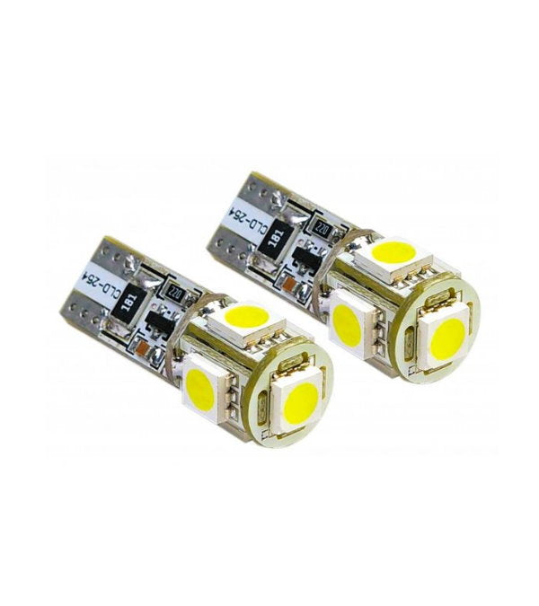 SET 2 BECURI CU LED T10 CANBUS 5SMD 5050 ALB