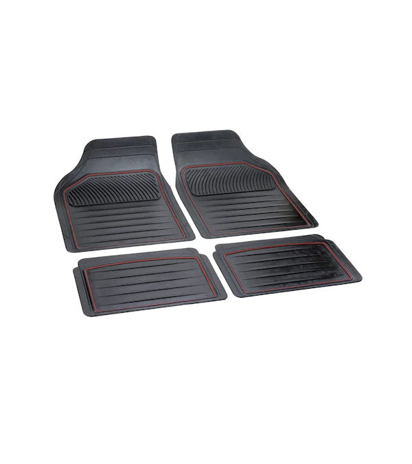 Set covorase auto cauciuc, universale, negru rosu, 4 buc