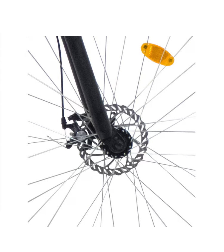 Bicicletă MTB bărbați 29” cadru aluminiu, 21 viteze Shimano TY21, frâne disc mecanic, galben/negru