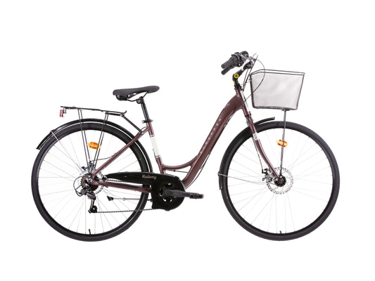 Bicicletă damă 28” Railway Lady 2.1 Vintage, cadru aluminiu H44, 18 viteze Shimano TY21, frâne pe disc