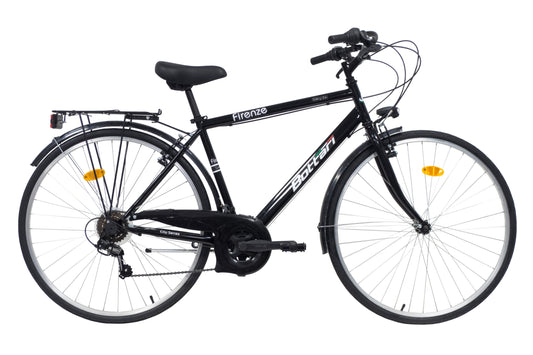 Bicicletă trekking bărbați 28” cadru oțel, 18 viteze, negru