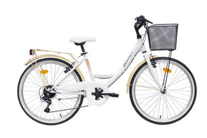 Bicicletă city damă 24” cadru oțel, 6 viteze Shimano TY-21, frâne V-Brake