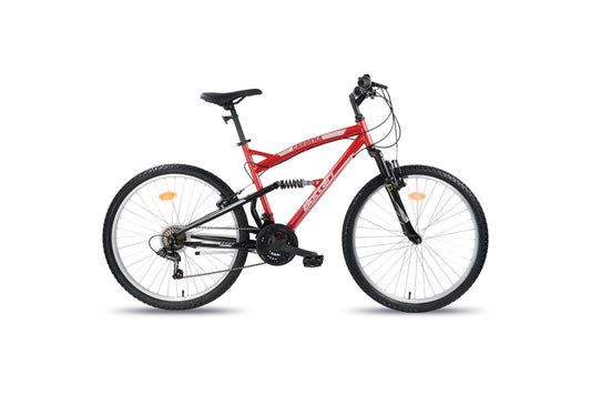 Bicicletă MTB bărbați 26” Gardena, suspensie completă, cadru oțel, 21 viteze, frâne Shimano TY21 V-Brake
