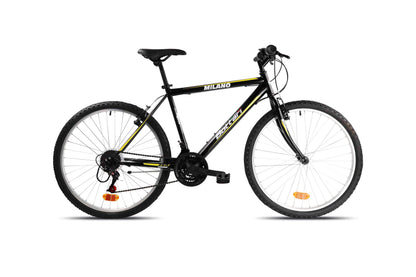 Bicicletă MTB bărbați 26” Milano, cadru oțel, 18 viteze, negru