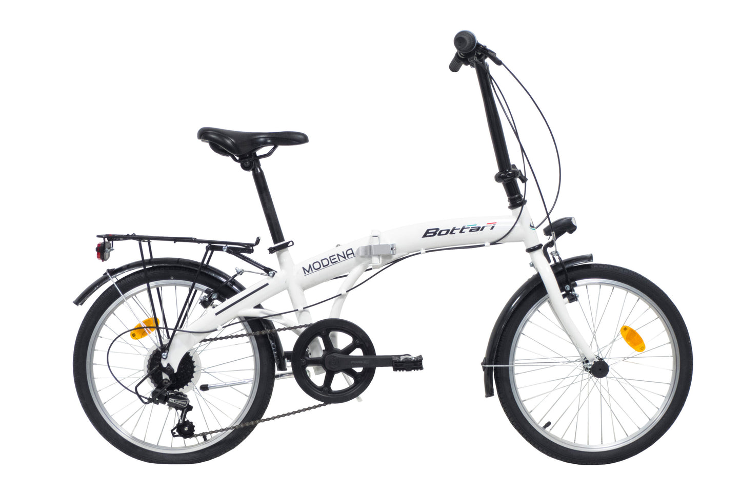Bicicletă pliabilă damă 20” Bottari, cadru oțel, 6 viteze, frâne V-Brake, alb