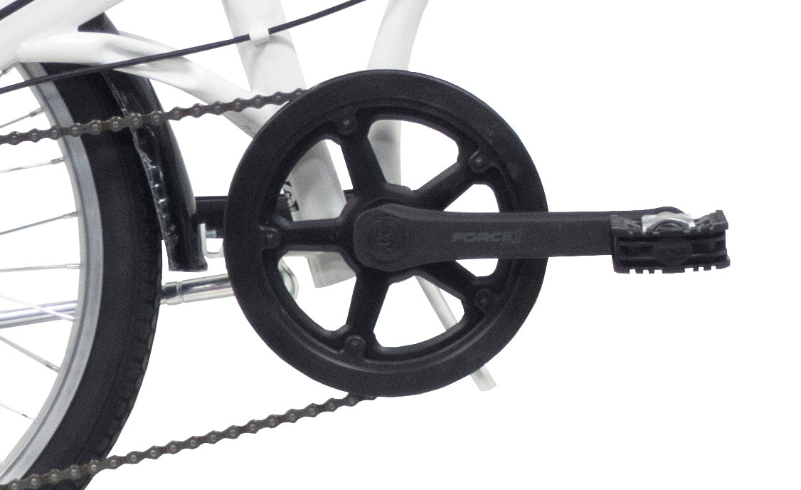 Bicicletă pliabilă damă 20” Bottari, cadru oțel, 6 viteze, frâne V-Brake, alb