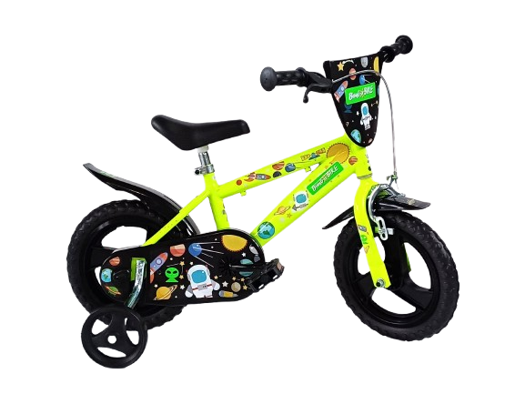 Bicicletă băieți 12” Galaxy, roți ajutătoare, 2–4 ani