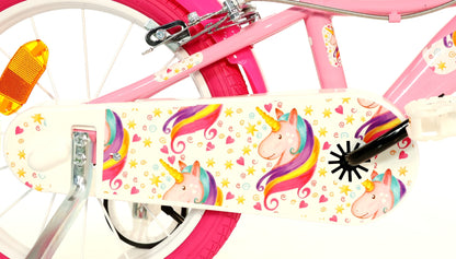 Bicicletă fete 16” Unicorn, 1 viteză, roz/alb