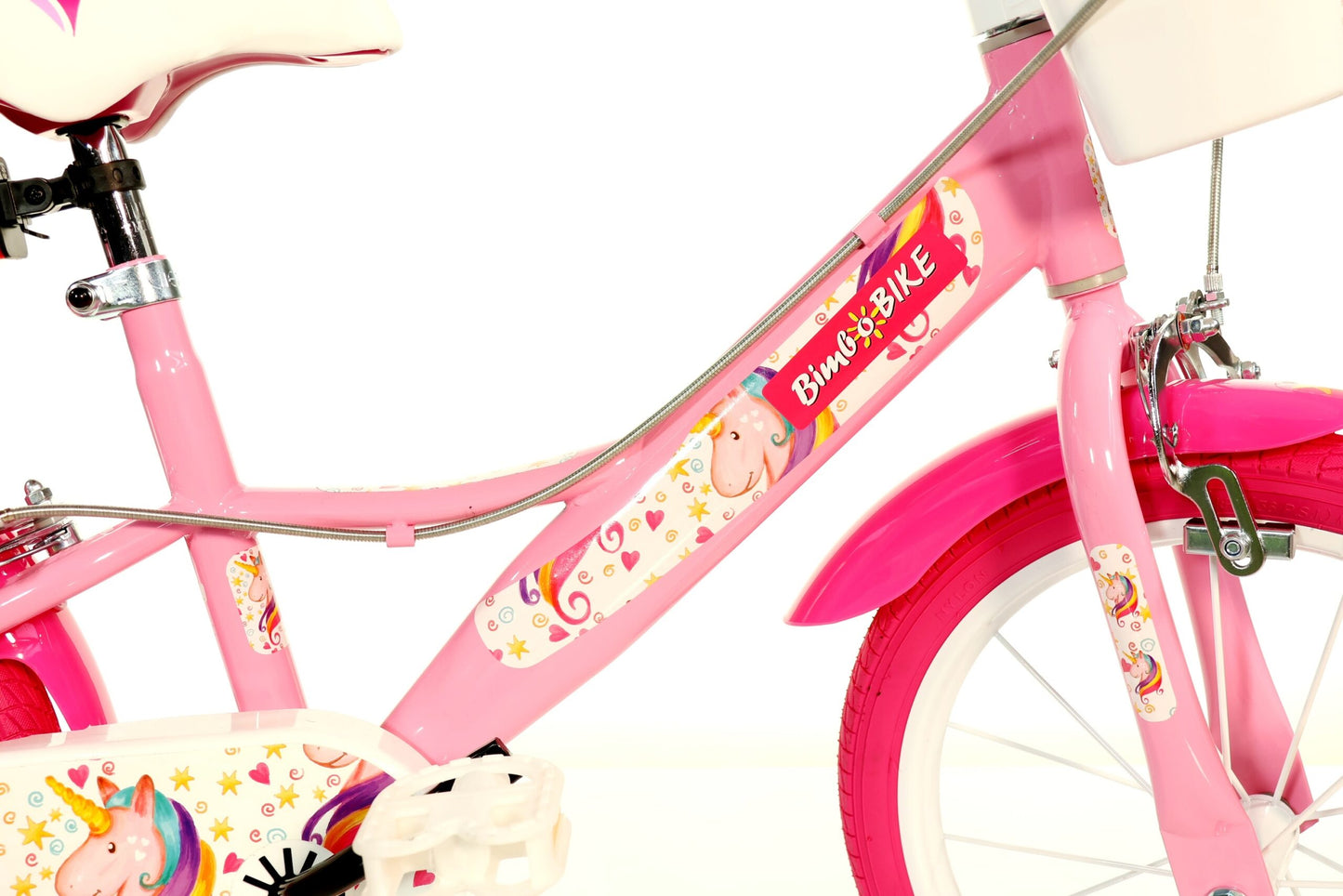 Bicicletă fete 16” Unicorn, 1 viteză, roz/alb
