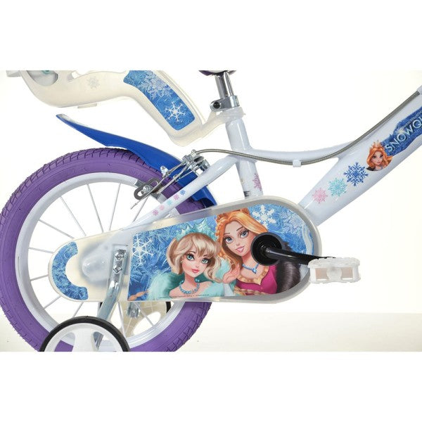Bicicletă fete 16” Snow Queen, roți ajutătoare, 5–7 ani