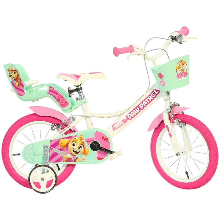 Bicicletă fete 14” Paw Patrol, roți ajutătoare, 3–5 ani