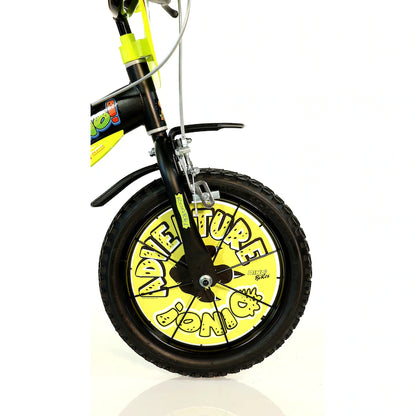 Bicicletă băieți 14” Dinozaur, roți ajutătoare, 3–5 ani