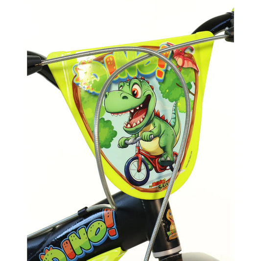 Bicicletă băieți 14” Dinozaur, roți ajutătoare, 3–5 ani
