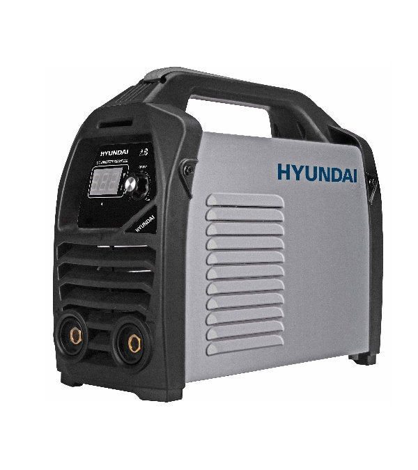 Hyundai 160A inverter welding machine with digital display, 6.8 KVA power, and 27.8A current, by Bottari.