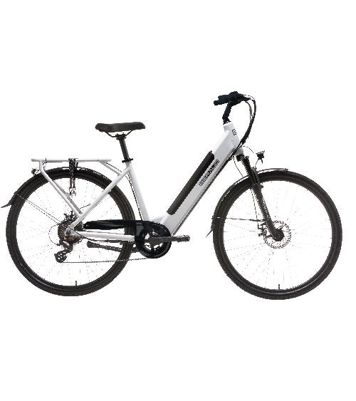 Bicicletă electrică de oraș 28” E-8600, cadru aluminiu, 7 viteze Shimano, frâne pe disc, baterie 13Ah