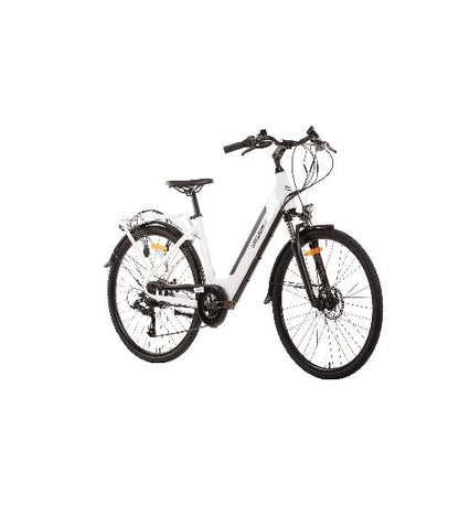 Bicicletă electrică de oraș 28” E-8600, cadru aluminiu, 7 viteze Shimano, frâne pe disc, baterie 13Ah