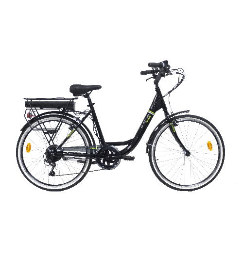 Bicicletă electrică de oraș 26” E-4000, cadru oțel, 6 viteze Shimano, frâne V-Brake, baterie 7.8Ah