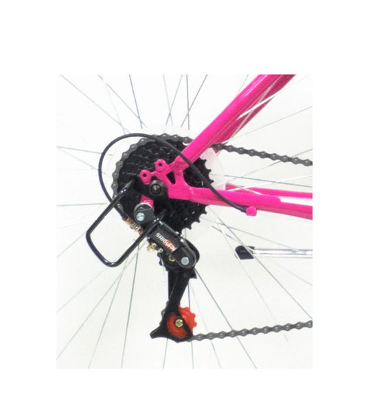 Bicicletă MTB damă 26” cadru oțel, 18 viteze, frâne V-Brake, roz