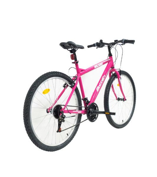 Bicicletă MTB damă 26” cadru oțel, 18 viteze, frâne V-Brake, roz