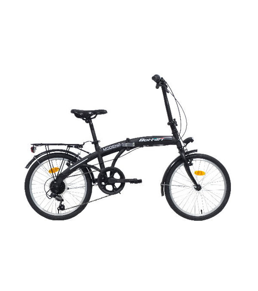 Bicicletă pliabilă damă 20” Bottari, cadru oțel, 6 viteze, frâne V-Brake, negru