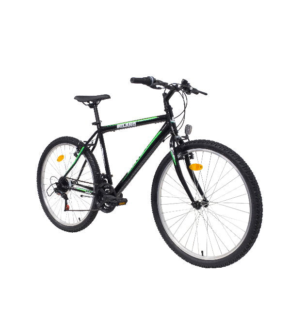 Bicicletă bărbați 26” cadru oțel, 18 viteze, negru/verde