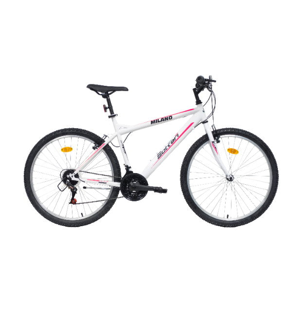 Bicicletă MTB damă 26” alb/roz, cadru 46 cm (S-M)