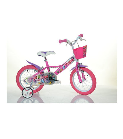 Bicicletă fete 14” Bimbo Bike Butterfly, 1 viteză, roz/alb/mov