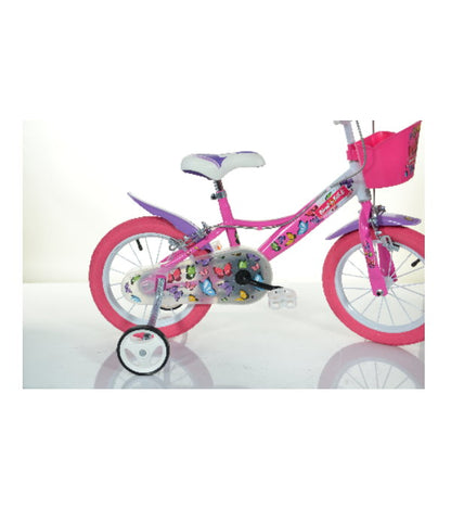 Bicicletă fete 14” Bimbo Bike Butterfly, 1 viteză, roz/alb/mov