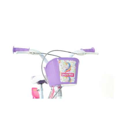 Bicicletă fete 14” Unicorn, 1 viteză, roz/alb/mov