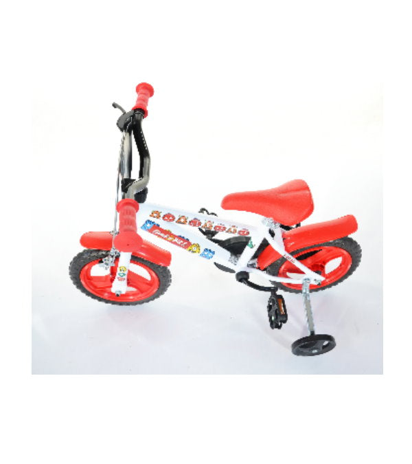 Bicicletă băieți 12” Monster, 1 viteză, alb/negru/roșu