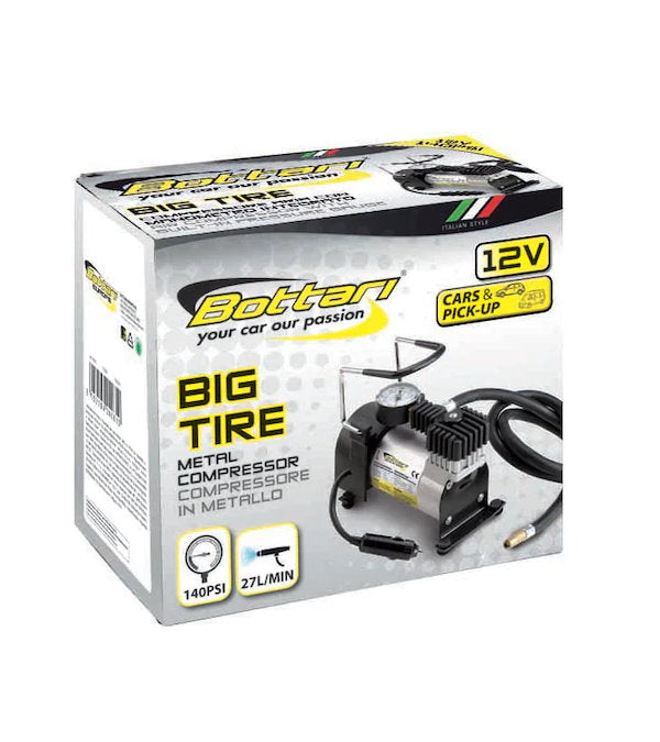 Compresor auto cu manometru Bottari, 12V, 140Psi