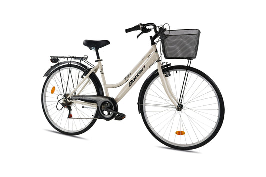 Bicicletă damă 28” cadru oțel, 6 viteze, furcă rigidă