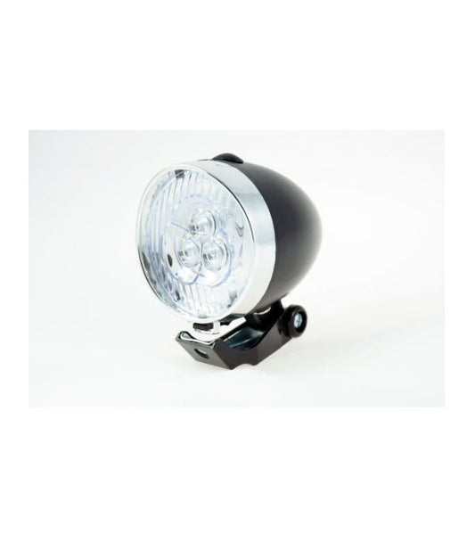 Bottari Lumina fata retro style bike front light with 3 LEDs, handlebar mount, in various colors, battery-free, for bicycle accessories