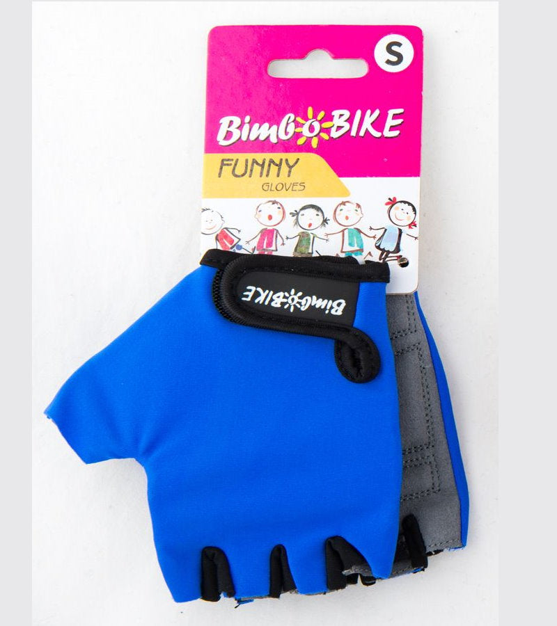 Blue children's cycling gloves by Bottari, lightweight and padded for kids' bike riding comfort and safety.