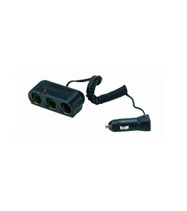 Bottari 12V/24V auto extension power socket with three outlets and flexible cable, ideal for vehicle electronic accessories.