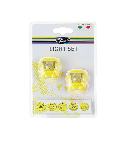 Bottari Good Bike Silicon LED front and rear bicycle lights set, compact and bright for enhanced bike visibility.