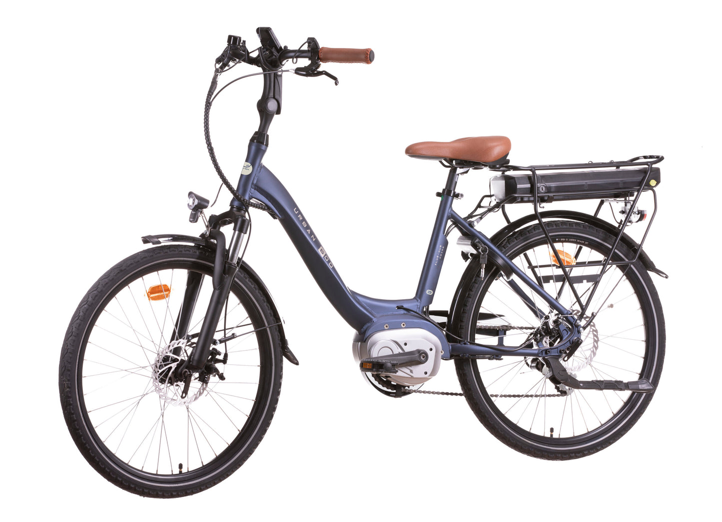 Bicicletă electrică 24” 7 viteze Shimano, baterie 36V 13Ah (468Wh), motor Shengyi 250W 90Nm, albastru