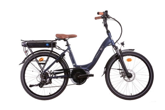 Bicicletă electrică 24” 7 viteze Shimano, baterie 36V 13Ah (468Wh), motor Shengyi 250W 90Nm, albastru