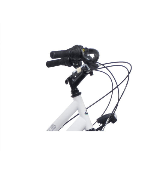Bicicleta dama Bottari 28 inch, otel frame, 18 viteze, alb, pentru femei, in fata cu roata mare si cadru robust