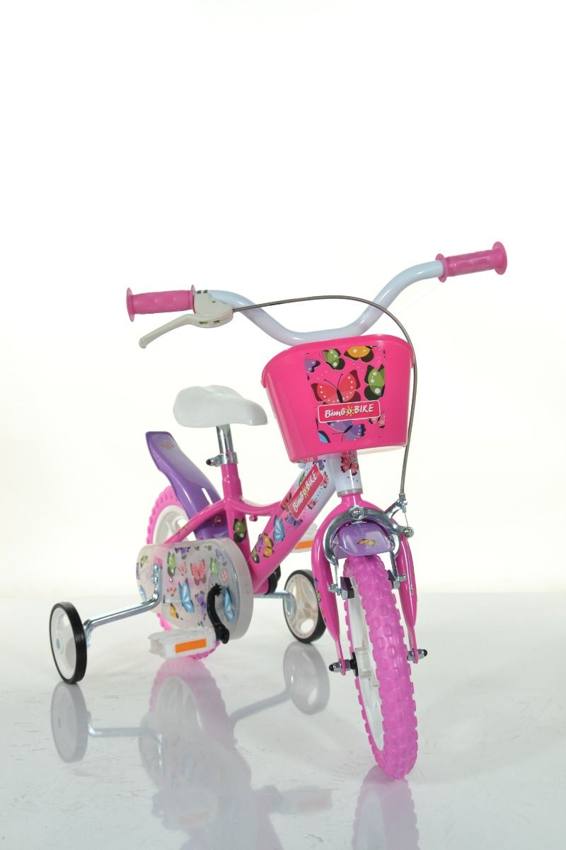 Bicicletă MTB pentru fete 12" cu fluturi, single viteză, de la Bottari, cu design colorat și cadru robust pentru copii.