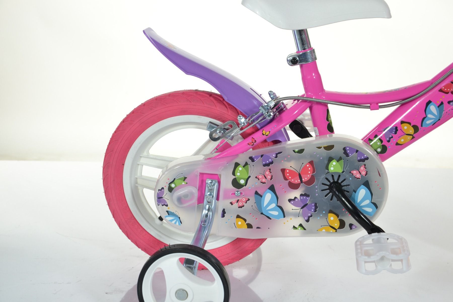 Bicicletă MTB pentru fete de 12 inch cu design cu fluturi și 1 viteză, fabricată de Bottari, pentru copii.