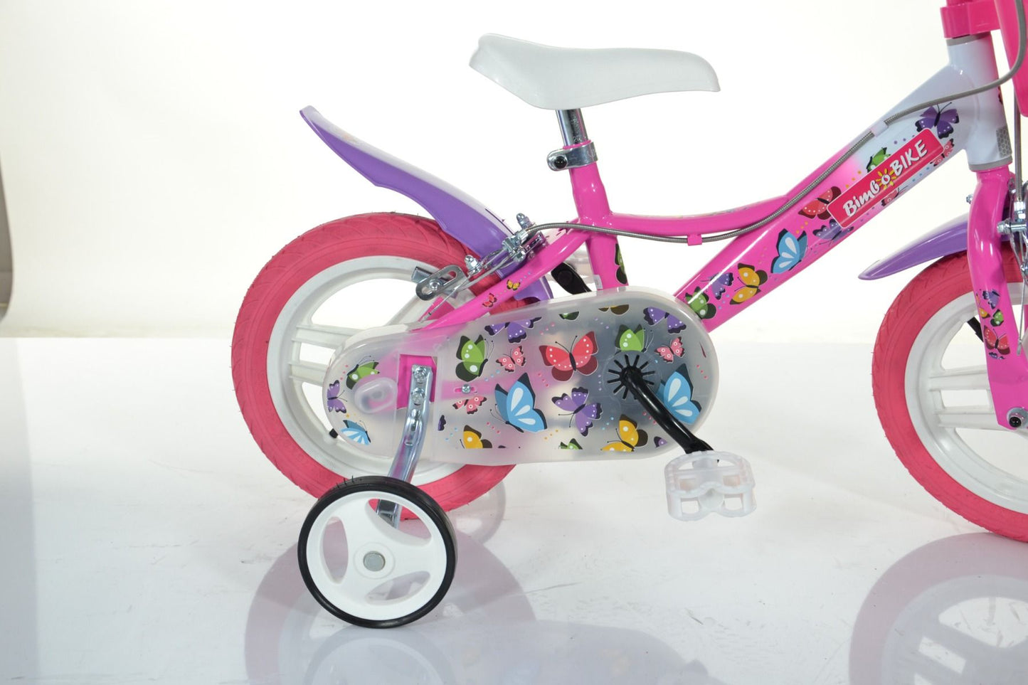 Bicicletă MTB pentru fete 12 inch cu design cu fluturi, single viteză, de la brandul Bottari, pentru copii.