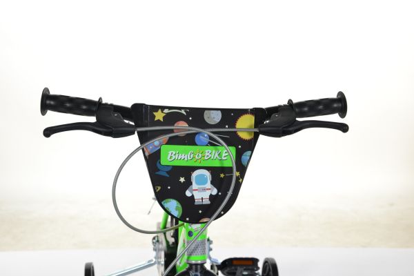 Bicicletă pentru băieți 14” Bottari Cosmos verde fluorescent, MTB pentru copii cu design sportiv și ghidon ajustabil.
